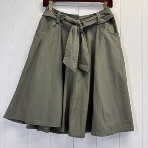 JKLA California Womens Y2K 90s Khaki Safari Cottage Midi Skirt Size S Trad Wife